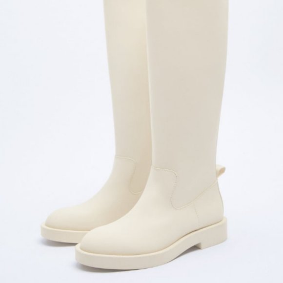 ZARA RUBBERIZED KNEE HIGH BOOTS - SIZE 6(US 6) - Picture 1 of 8